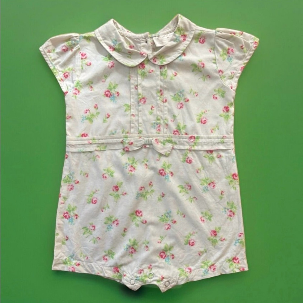 SweetHoney Pink and White Bodysuit with Floral Design